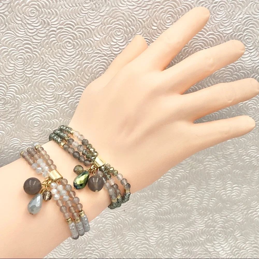 🌼 Glass & Stone Stretch Bracelet